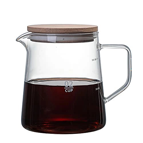 Teiera in vetro borosilicato, capacità 500 ml, con coperchio in legno