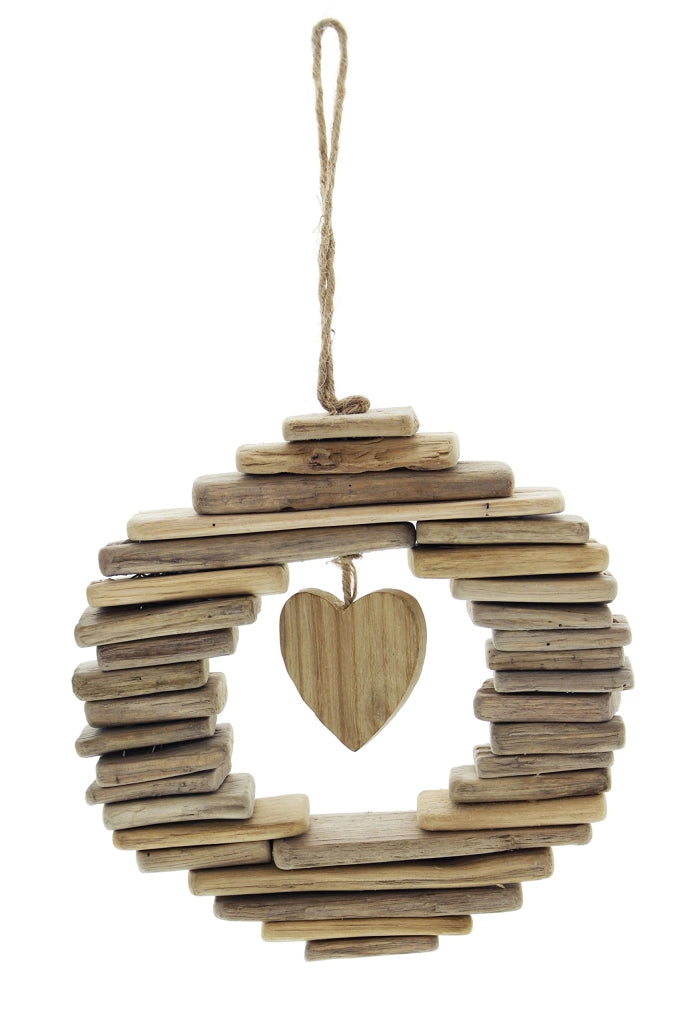di legno a forma di cuore, diametro 21 cm, realizzata con legno naturale, stile rustico