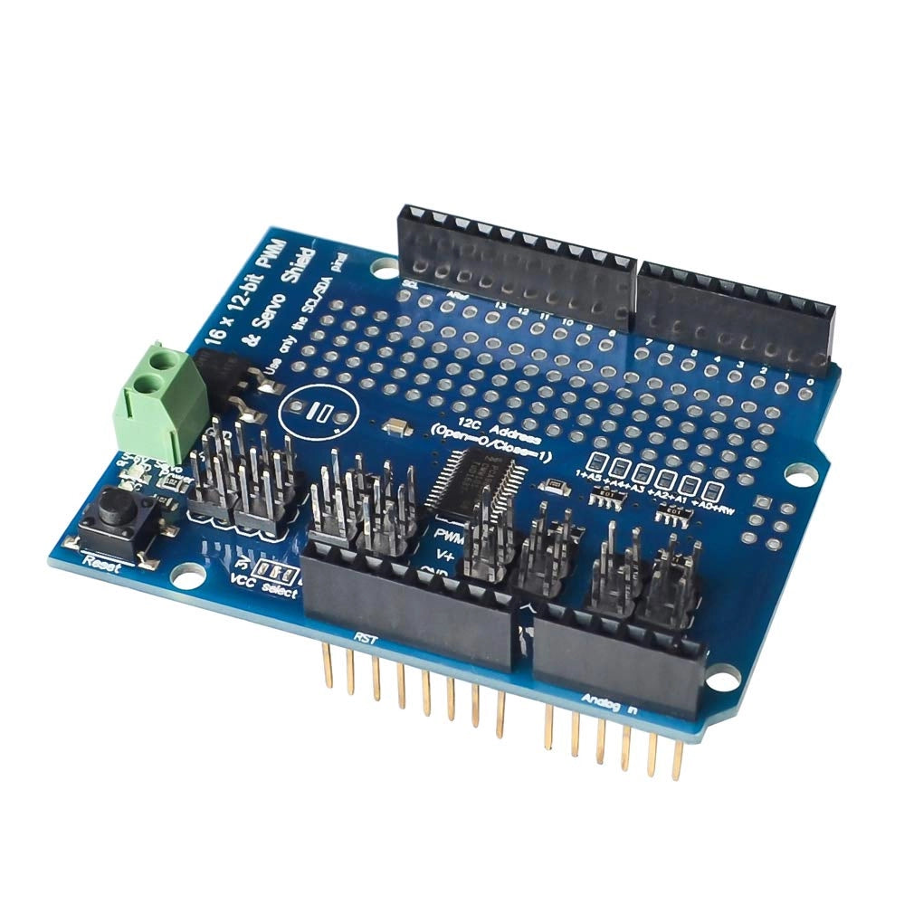 Scheda driver per servomotori PWM a 16 canali, a 12 bit, con interfaccia I2C, impilabile, per Arduino