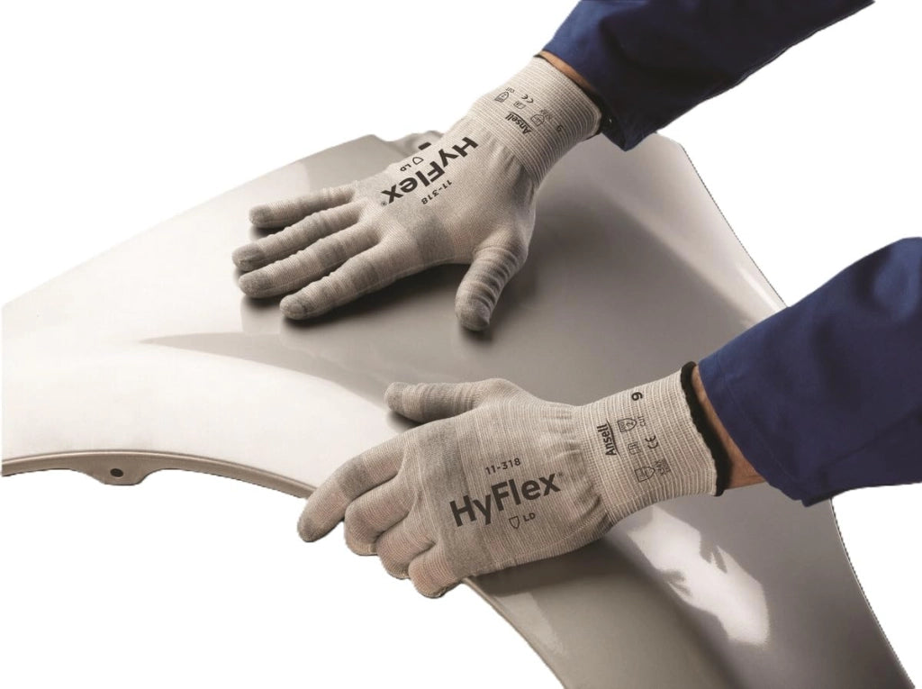 Guanti da lavoro, guanti da montatore, privi di silicone, antistatici e a basso rilascio di pelucchi, adatti per touchscreen, DPI industriali, grigi, taglia XS (12 paia)