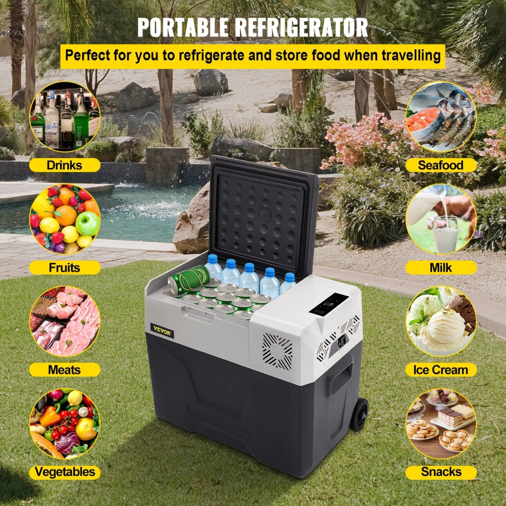 Mini frigorifero portatile 40L con congelatore a compressore, schermo LED digitale, 12 V / 24 V DC e 220 V AC, per auto, camion, barca e campeggio