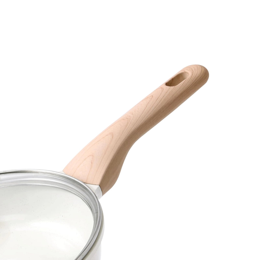 Maniglia corta per pentole e padelle, antiaderente, con venature del legno di colore rosso chiaro