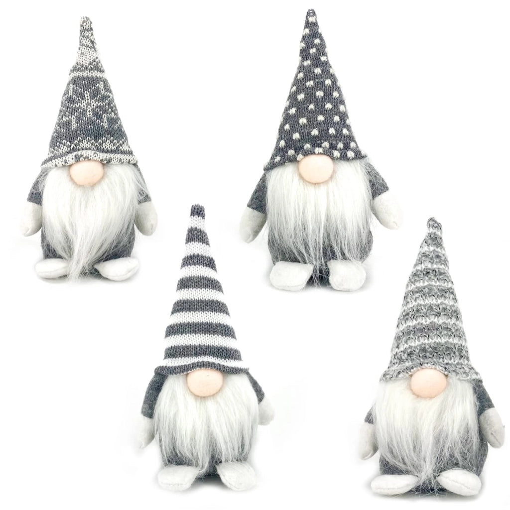 Set di 4 elfi di Natale in peluche, realizzati a mano, lavorati a maglia, materiali: feltro, tessuto