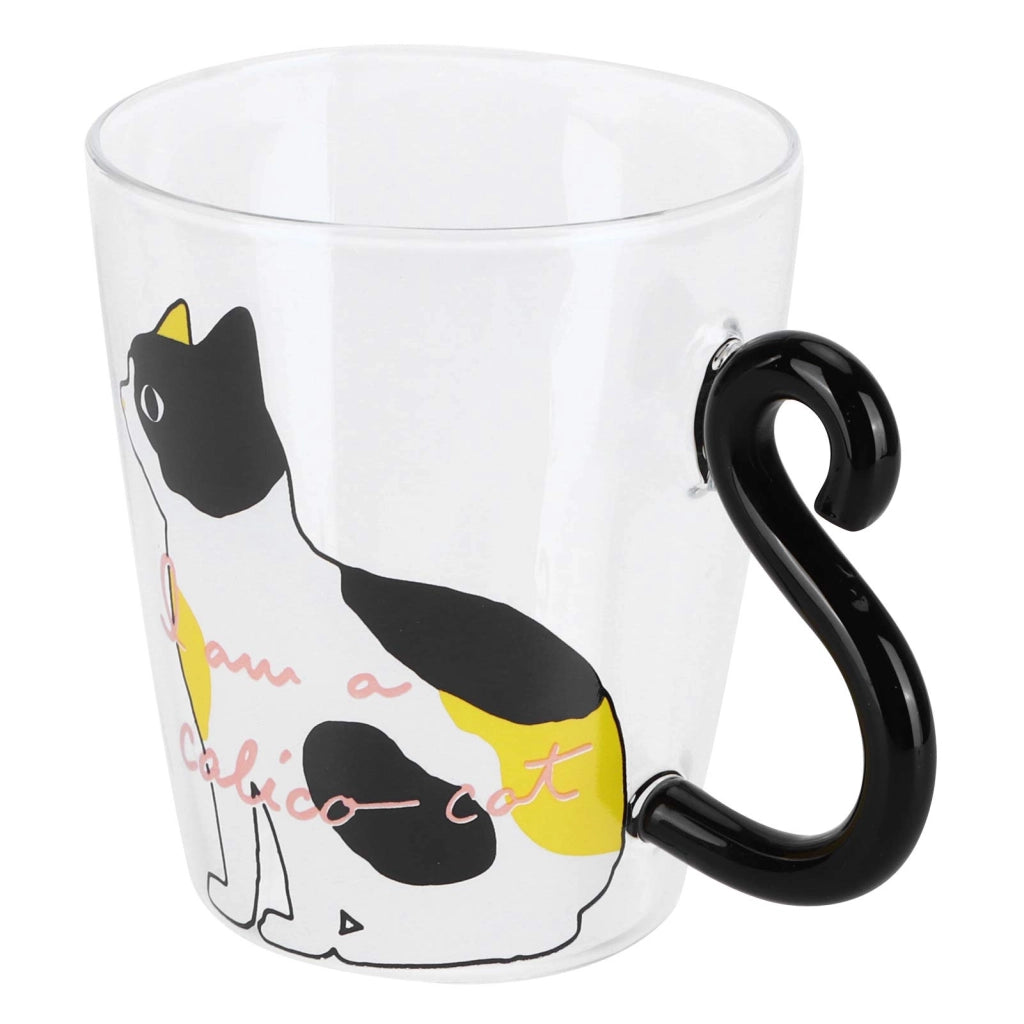 Bicchiere per gatti da 300 ml, trasparente con motivo di gatto bianco, riutilizzabile