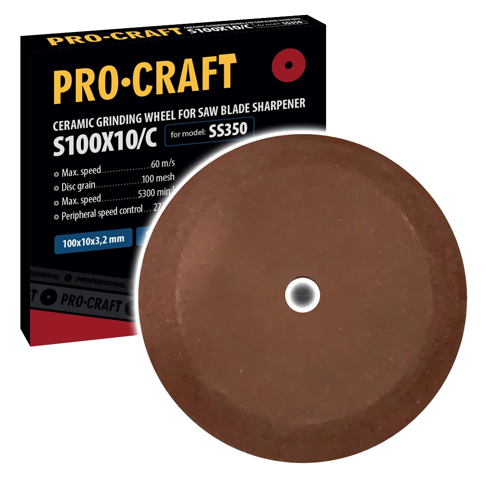 Mola abrasiva per affilatrice di lame circolari Procraft S100X10/C /SS350, 100x10x3,2 mm, grana P100