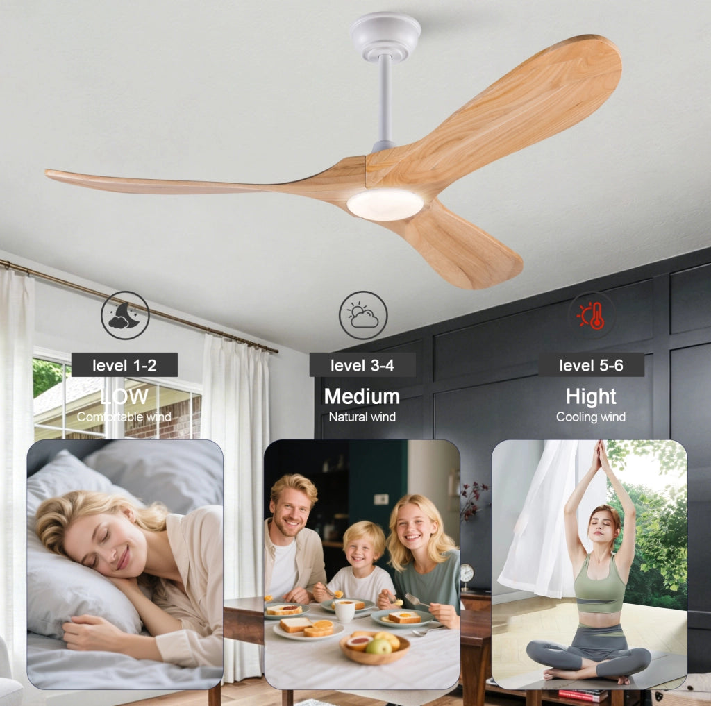 Ventilatore da soffitto 52" con luce LED e telecomando