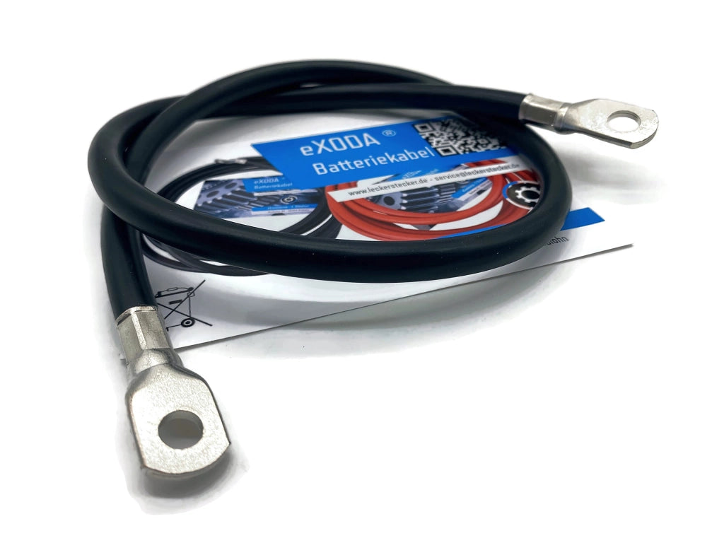 Cavo per batteria, sezione 35 mm², lunghezza 75 cm, con terminali M10 e M8, colore nero, materiale: rame