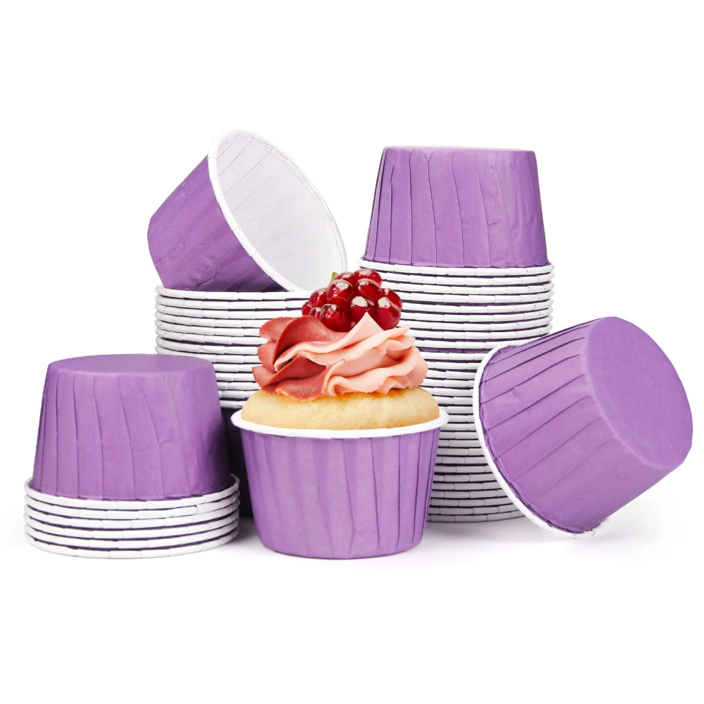 Stampi per muffin in carta, 50 pezzi, color viola, diametro 6,8 cm
