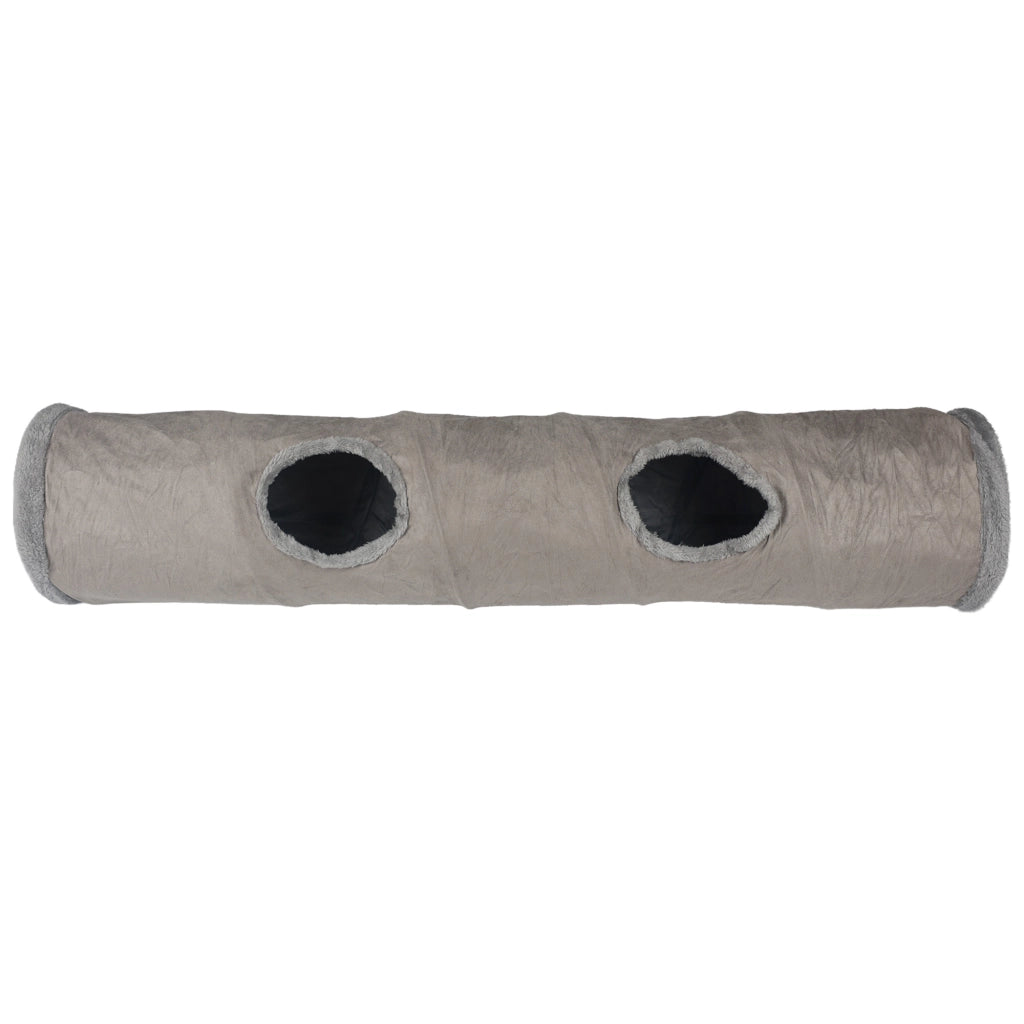 Tunnel gioco pieghevole per gatti in peluche con pallina, 120 × 25 cm