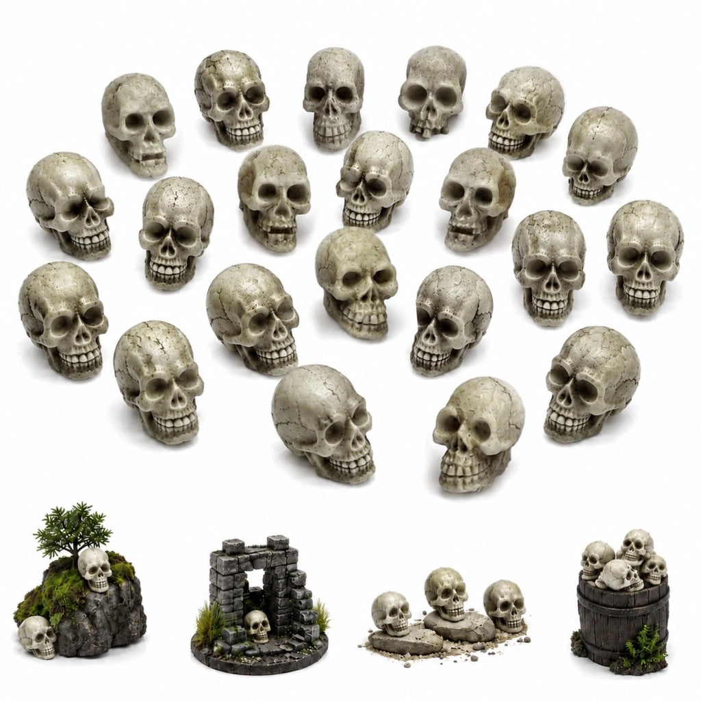 Set di 20 decorazioni a forma di teschio in resina, mini-teschi, ideali per Halloween
