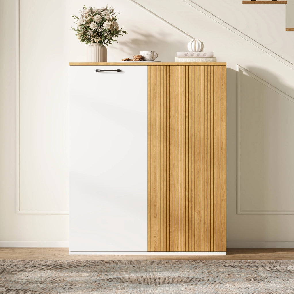 Set da ufficio con scrivania e armadio portadocumenti bianco e rovere
