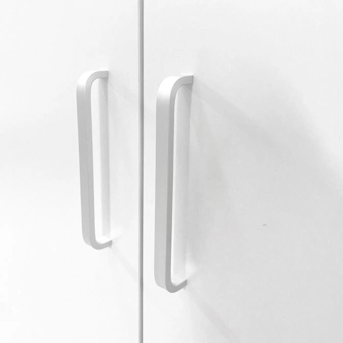 Guardaroba Anci, Armadio moderno a 3 ante battenti 2 cassetti, Mobile lineare da camera con tubo appendiabiti , Cm 120x50h170, Bianco