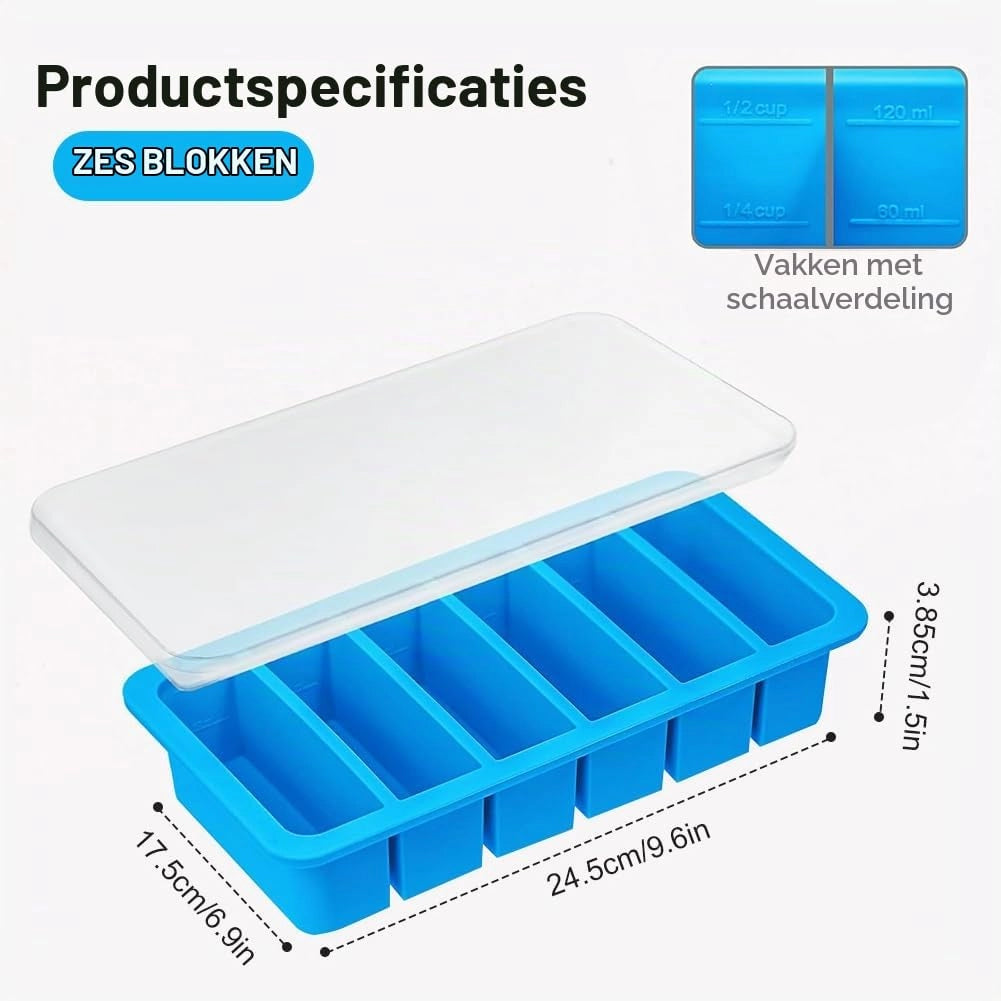 Set di 3 stampi in silicone per brodo, con 6 vani da 120 ml ciascuno, colore blu