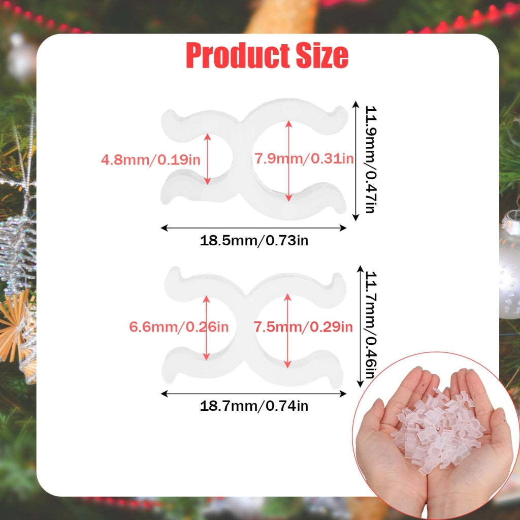 300 clip per luci natalizie, di dimensioni 3/16" e 1/4", in plastica, adatte per strutture a filo