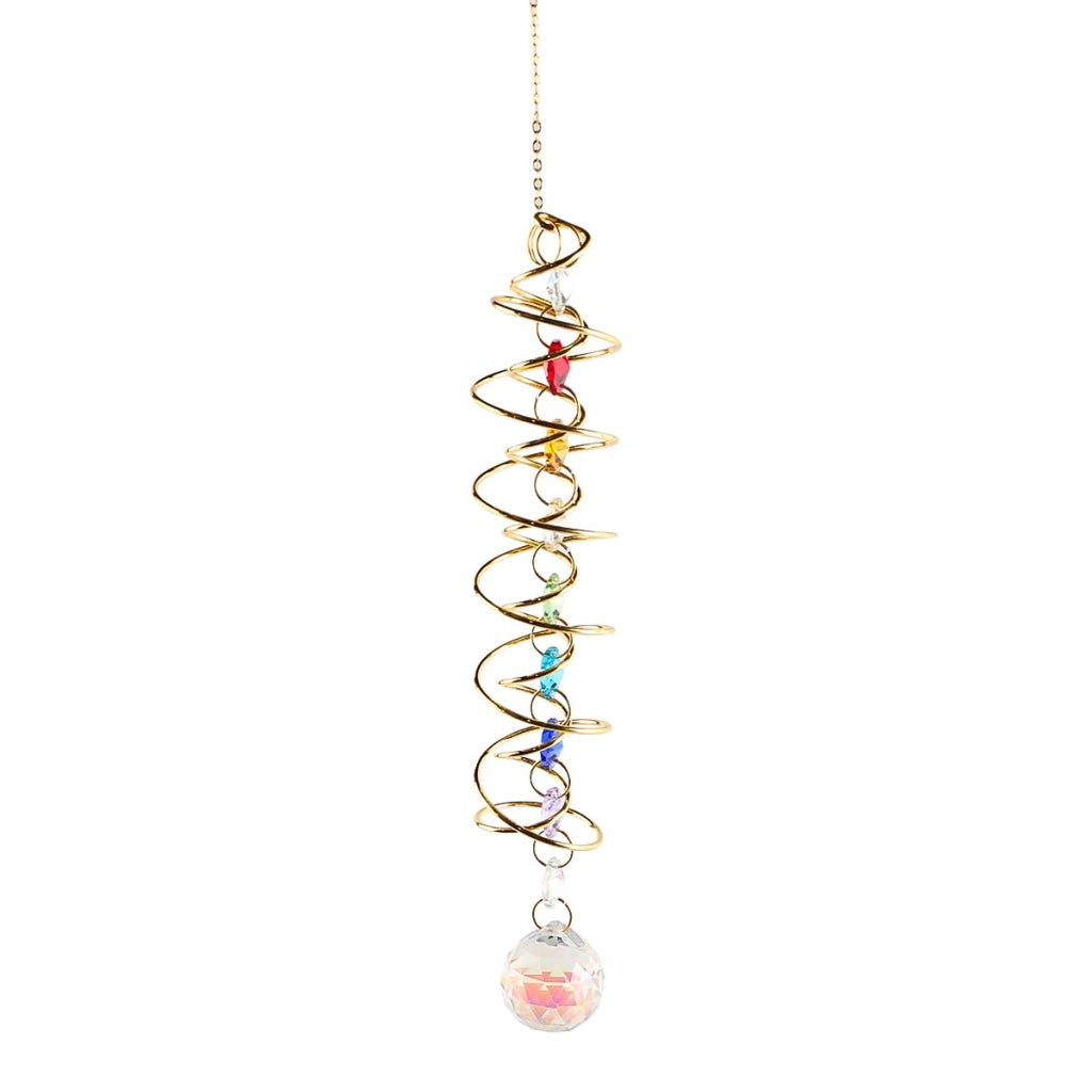 Cattura solare in cristallo con spirale a vento, 45 cm, color oro