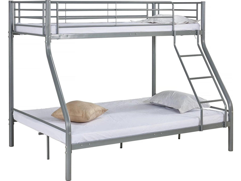 Letto a castello in metallo "Leo" incl. rete - 90/140 x 190 cm - Grigio