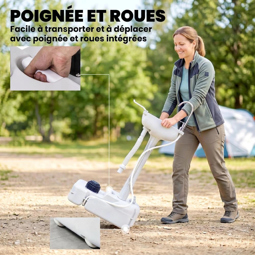 Lavandino portatile da campeggio 17L con ruote lavabo mobile da esterno con dispenser sapone e portasciugamani grigio