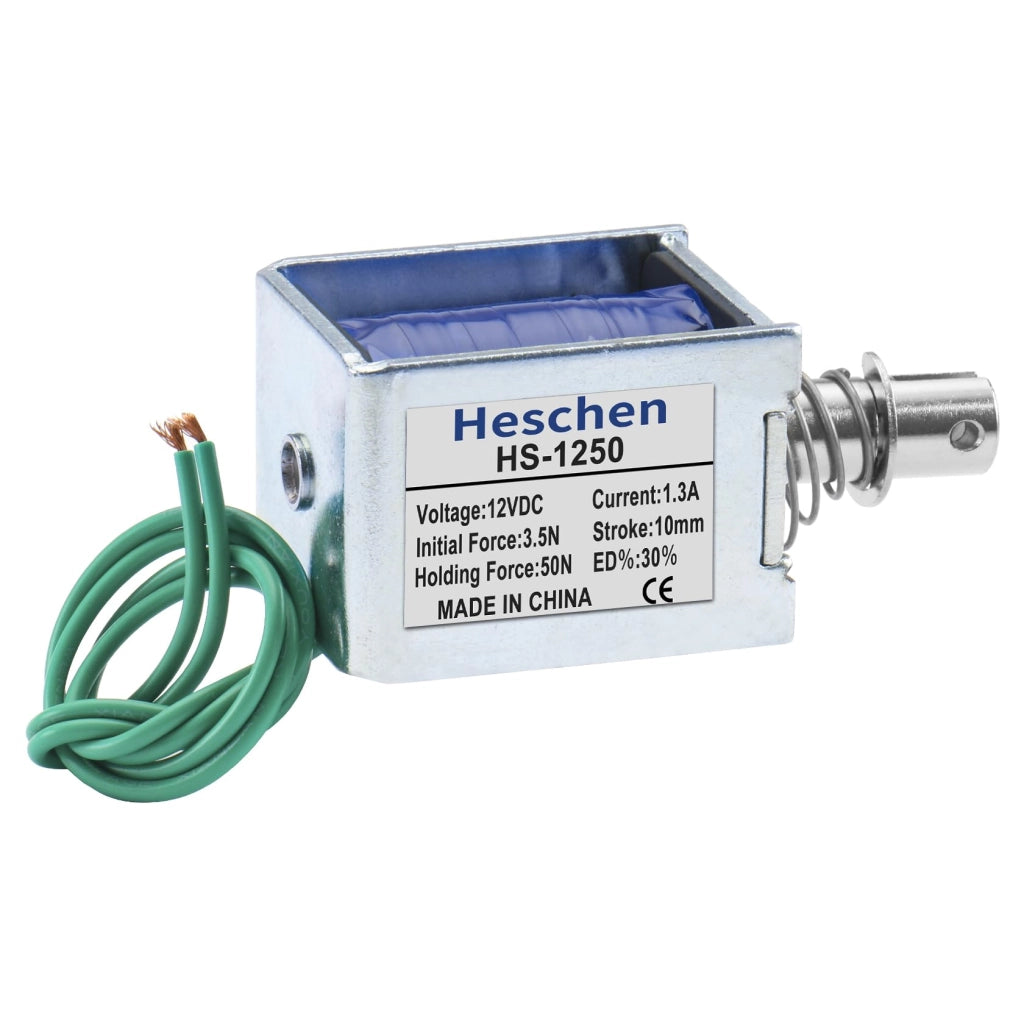 Elettromagnete HS-1250, 12V DC, 1,3A, 50N, corsa di 10mm, tipo push-pull