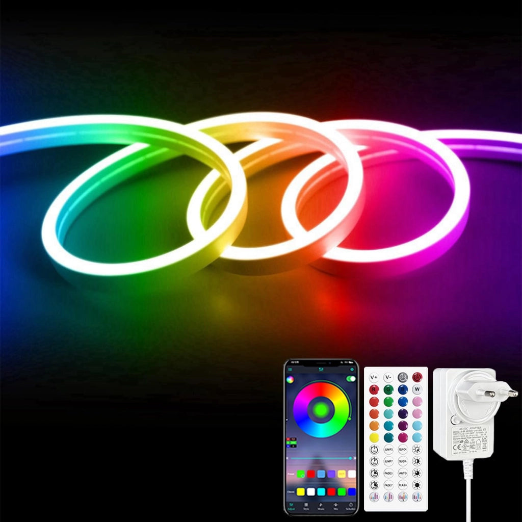 Striscia LED RGB da 15 metri, grado di protezione IP65, alimentazione a 24 V, controllabile tramite app e telecomando