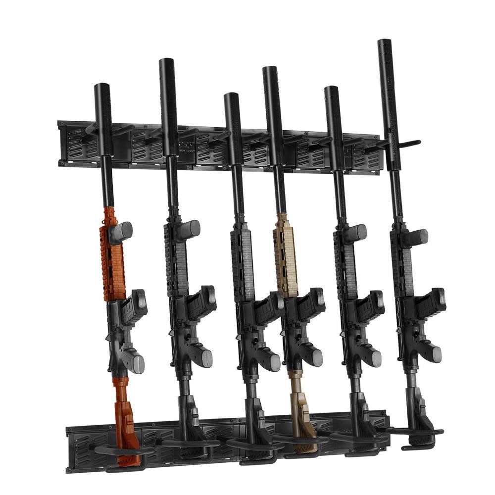 RF-QJ003 Rastrelliera Supporto da Parete Verticale a 6 Slot in Metallo Q235 Nero, Robusto Salvaspazio Portata Max 81,6 kg