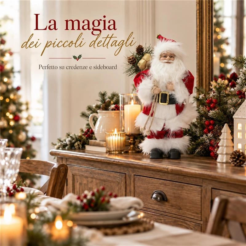 BABBO NATALE DECORATIVO ROSSO 40 CM – STATUETTA NATALIZIA