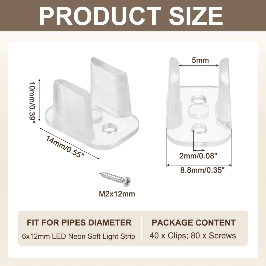 Fissaggi per strisce LED, 40 pezzi, in plastica, per cavi da 6x12 mm