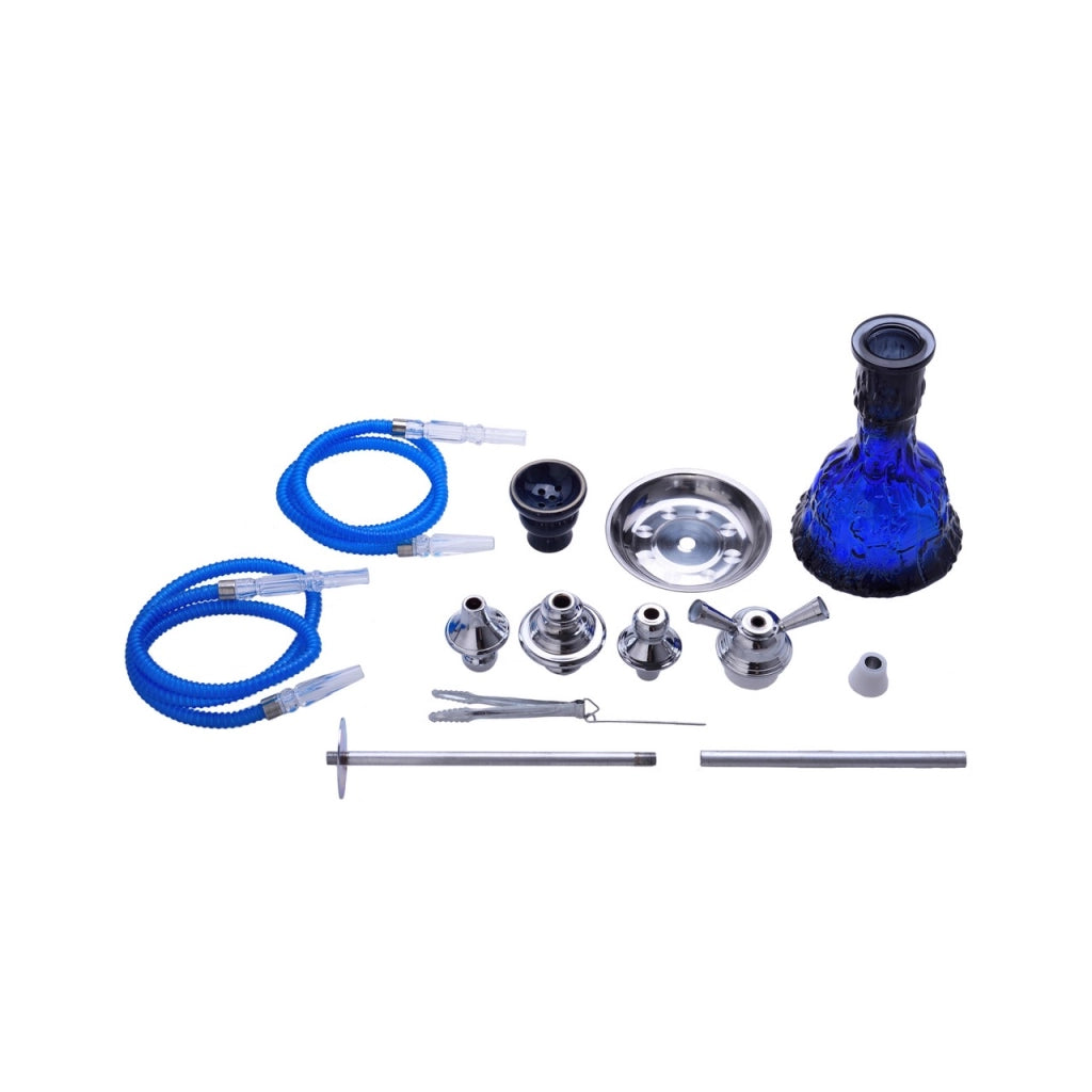 Bong Narghilè Blu 55 cm con 2 Tubi – Shisha ad Acqua con Doppio Tubo per Utilizzo Condiviso – Modello Decorativo 40508048