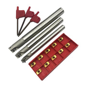 Set portautensili per tornitura indicizzabili CNC 300R C10-10-130-1T + C12-12-130-1T + C16-16-150-2T con 10 inserti in metallo duro APMT1135PDER