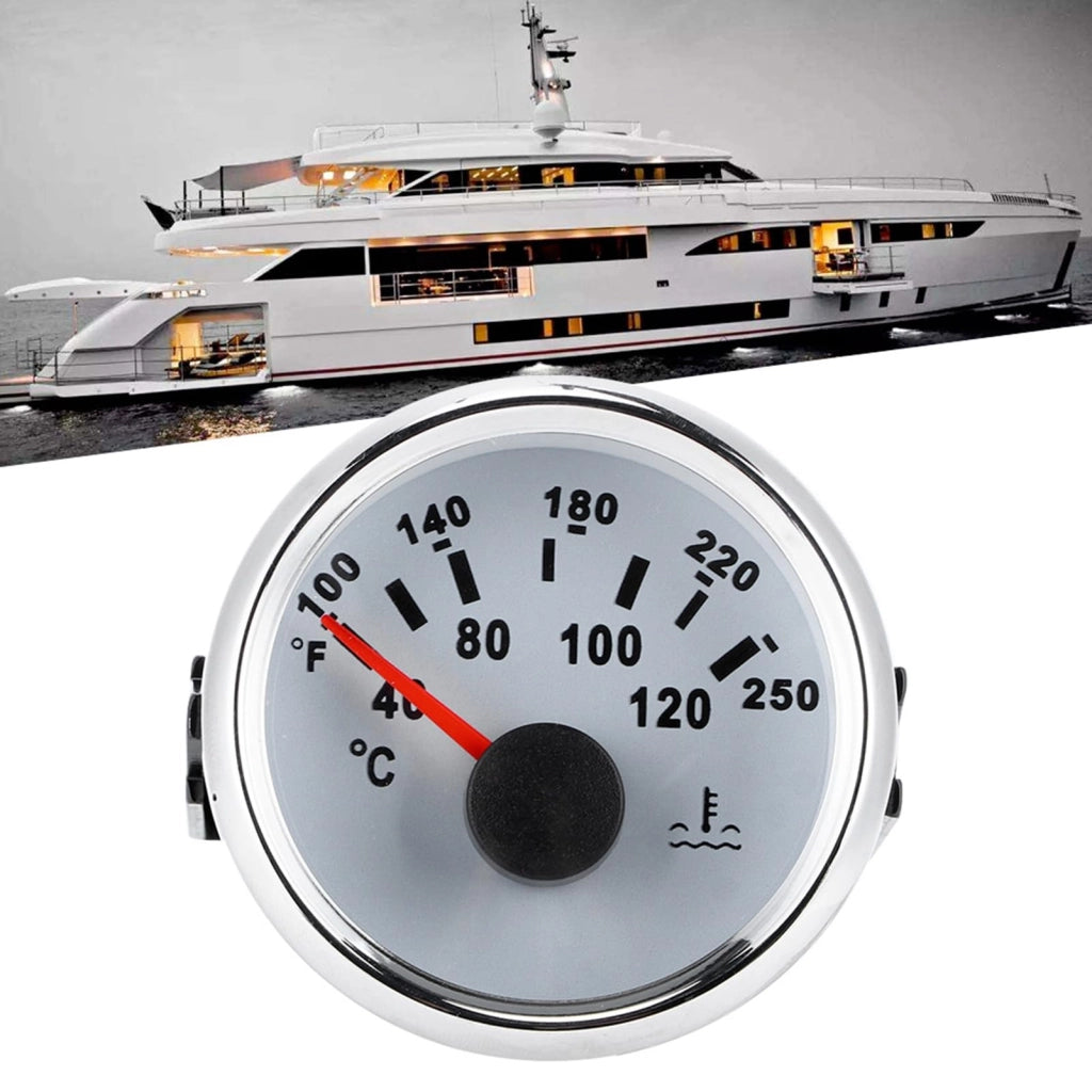 Indicatore di temperatura dell'acqua, diametro 52 mm, intervallo 40–120 °C, quadrante bianco, grado di protezione IP67