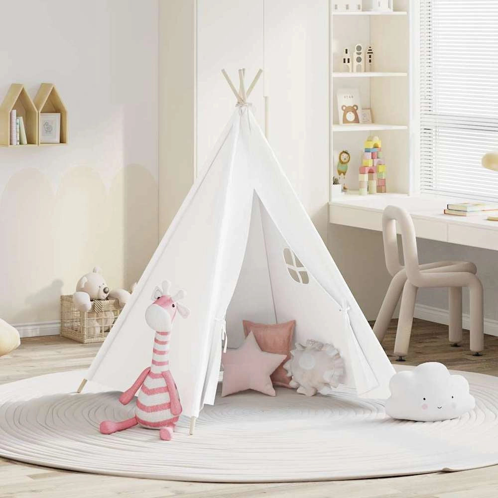 Tenda Tipi Bimbi Borsa Bianco Microfibra Strisce 120x120x150cm