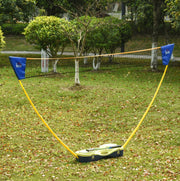Set badminton con rete pieghevole, 4 racchette e custodia, giallo
