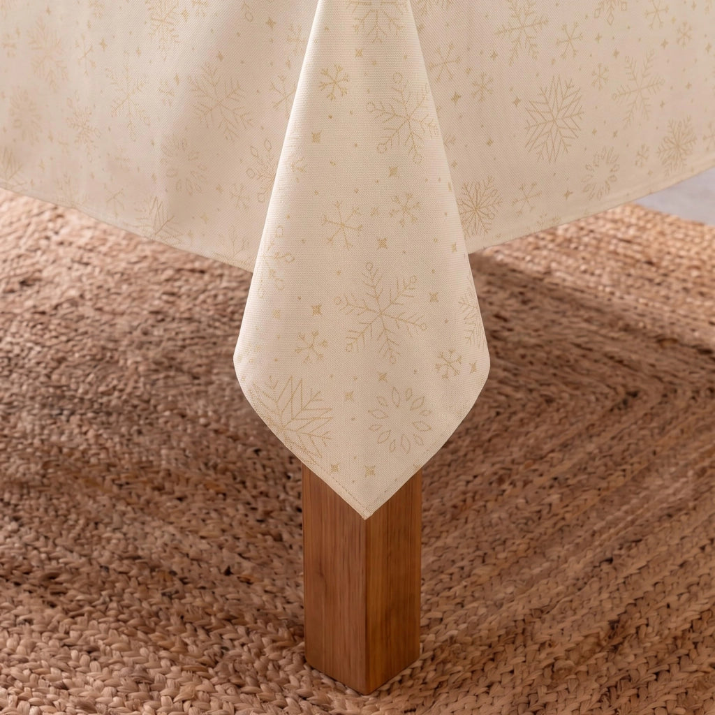 Tovaglia jacquard, 140x300 cm, filo dorato, tema natalizio