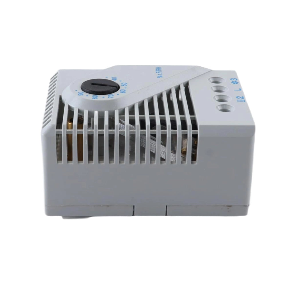 Igrostat meccanico MFR012, dimensioni 50x32x67 mm, montaggio su guida DIN, 5A/250V