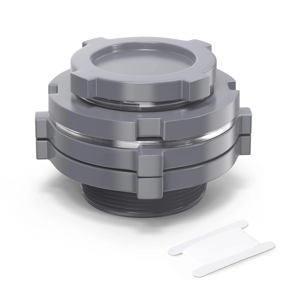 Raccordo a T in PVC per paratie, da 2-1/2", con tappo e guarnizione