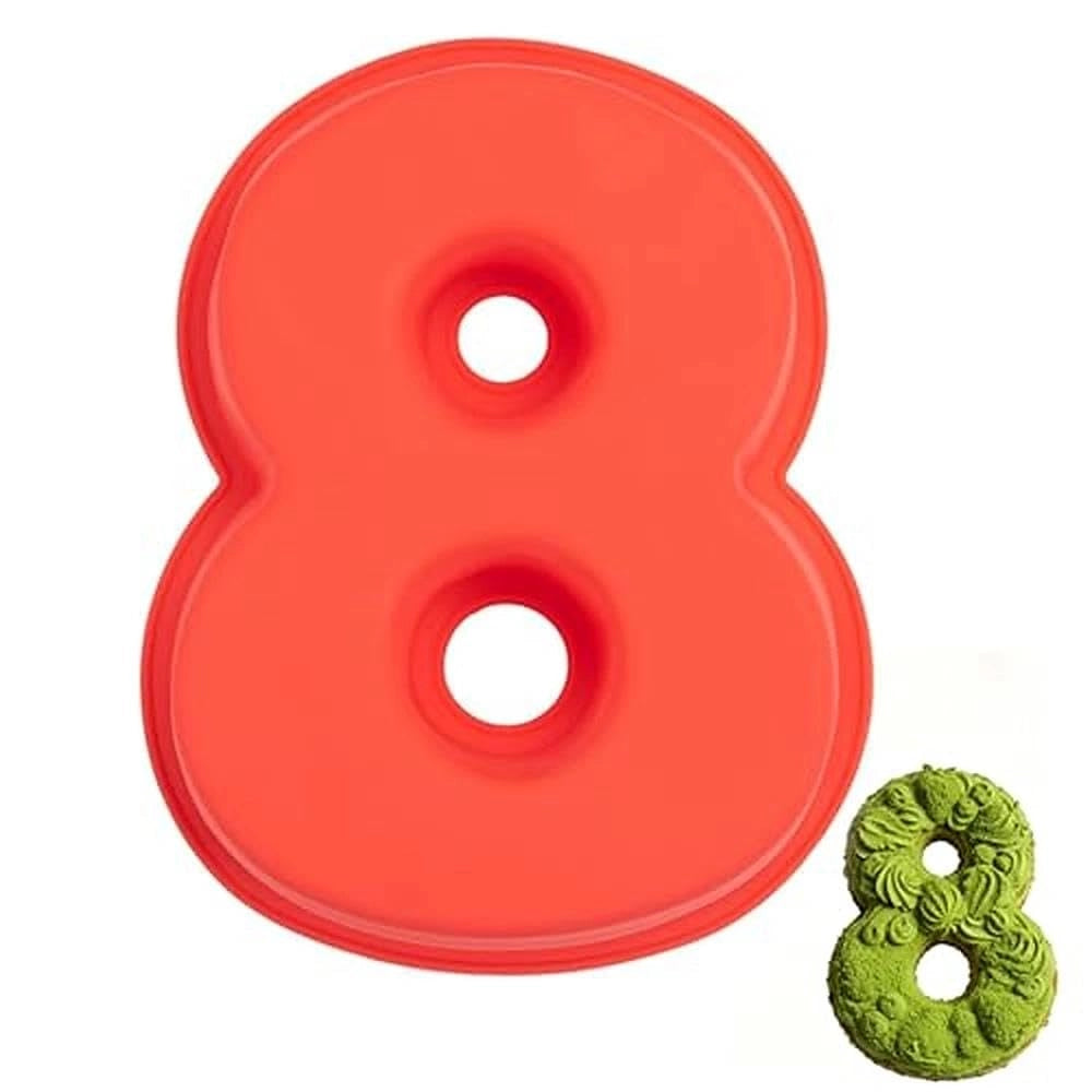 Stampo in silicone a forma di numero 8, tridimensionale, antiaderente, dimensioni 24x20 cm