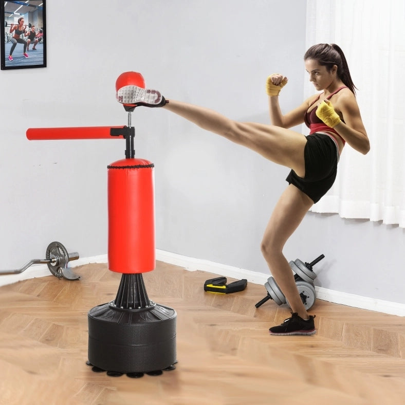 Sacco da boxe autoportante con palla di reazione e asta girevole