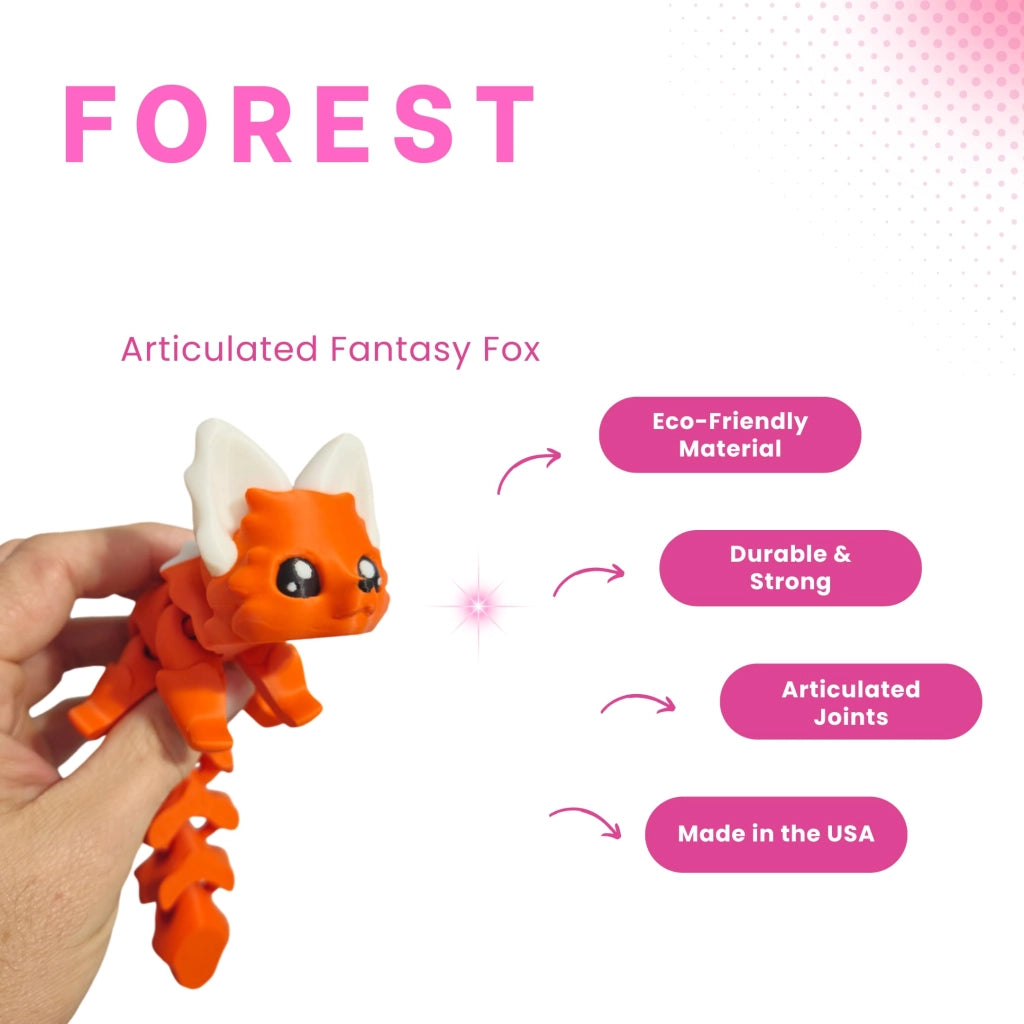 Forest Fox, 7,5 pollici – Creatura fantastica stampata in 3D, ideale come oggetto antistress