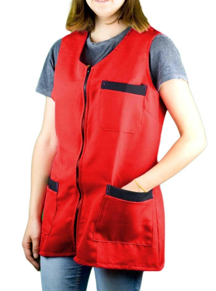 Grembiuli da lavoro per donna, colore rosso, taglia L/XL, 100% poliestere