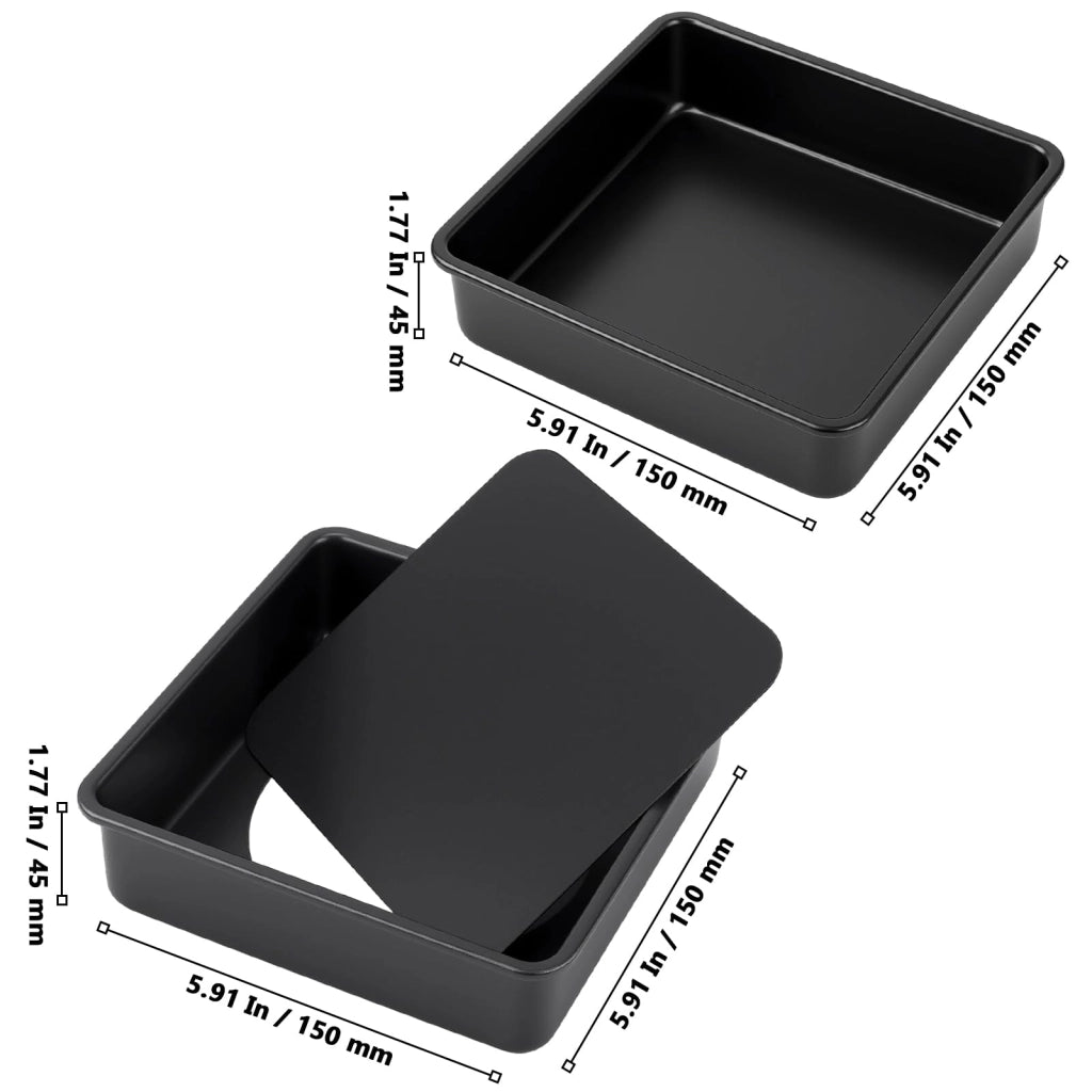 Set di 4 stampi quadrati per dolci, dimensioni 15x15 cm, Acciaio al carbonio, con rivestimento antiaderente
