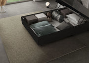 Letto Una Piazza e Mezza Rivestito in Similpelle 120x190 Con Rete e Contenitore Azelia nero