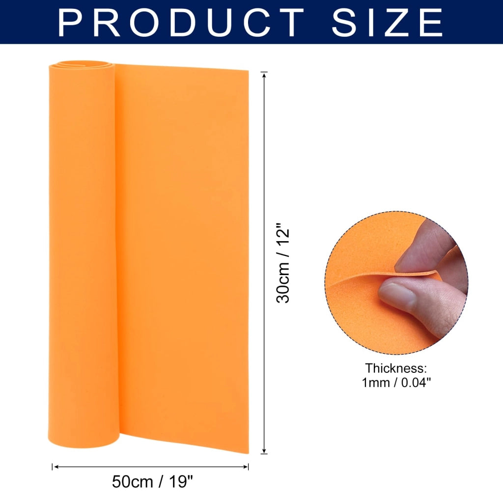 Pannello in schiuma EVA, 50x30 cm, 1 mm di spessore, colore arancione, ideale per lavori manuali e progetti fai-da-te