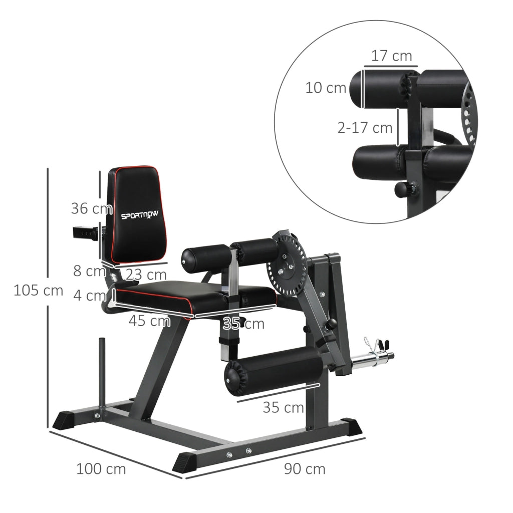Macchina per leg extension e leg curl regolabile in acciaio grigio