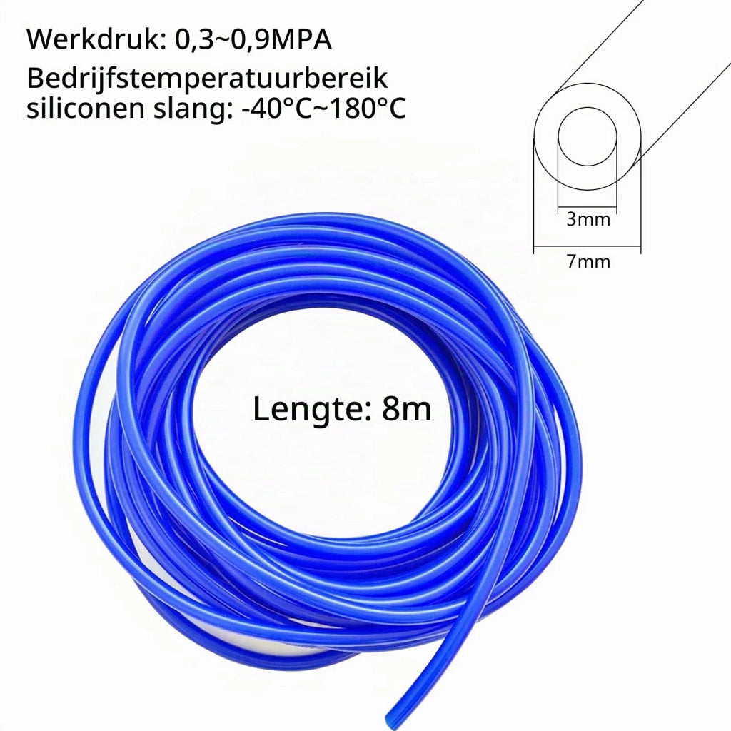 Tubo in silicone per vuoto, lunghezza 6 metri, diametro interno 3 mm, diametro esterno 7 mm, colore blu
