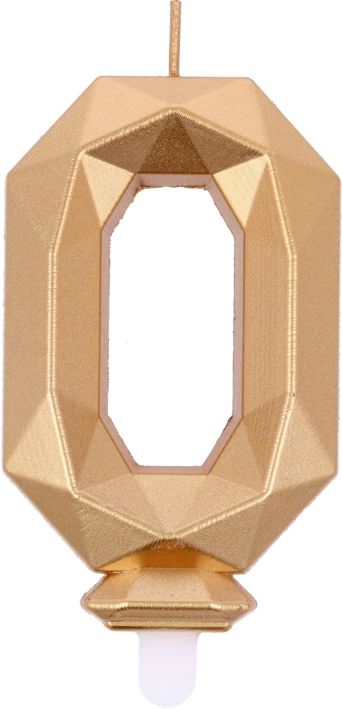 Candela dorata a forma di diamante, n. 0, 8 cm + 1 cm di base, realizzata in cera