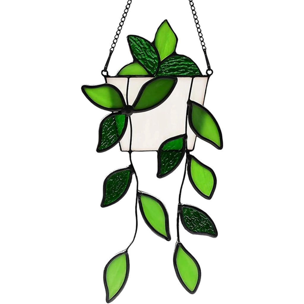 Pianta decorativa in vetro colorato, realizzata a mano, dimensioni 24x12 cm, verde