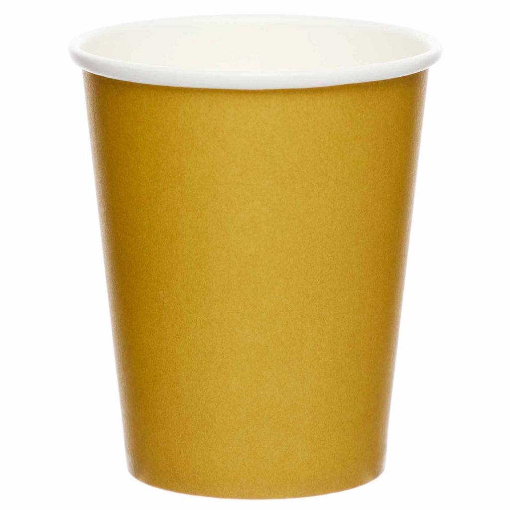 Bicchieri di carta dorati, confezione da 8, capacità 227 ml, ecologici
