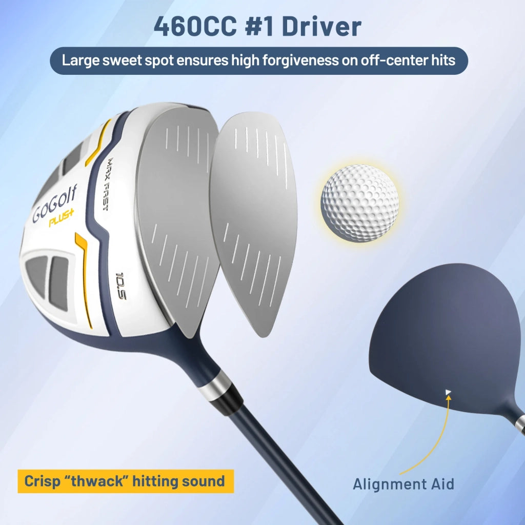 Set Mazze da Golf Complete da Uomo con Sacca Stand Destrorso Giallo Leggero Robusto ed Ergonomico