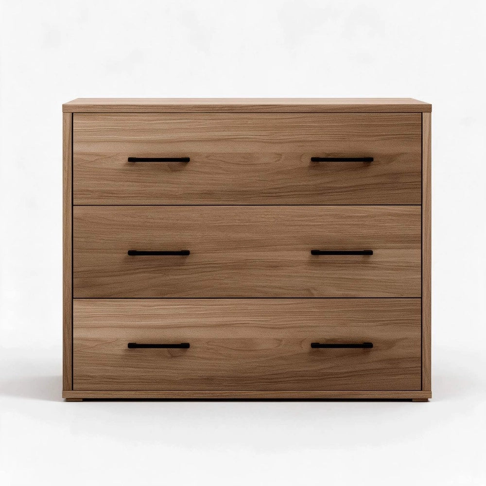 Comò 3 cassetti colore noce naturale 91x45x81H