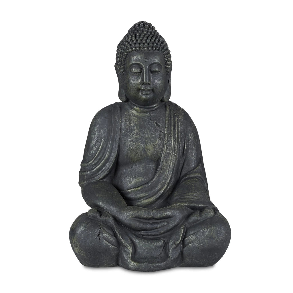 Statua di Buddha vintage decorativa per meditazione 70 x 30 cm in poliresina grigia 13_0012317