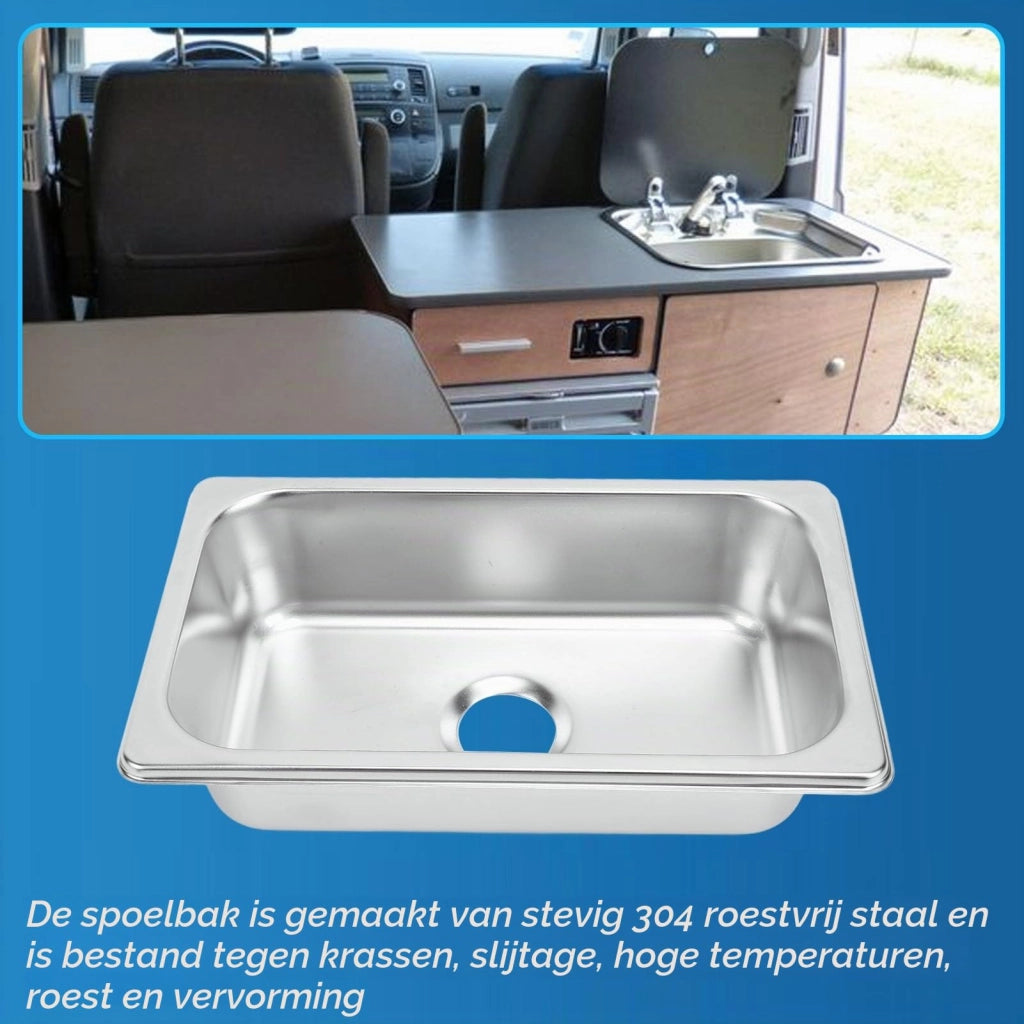 Lavabo rettangolare per mani in acciaio inox 304 con scarico da 40 mm per barca, caravan, yacht, lucidato
